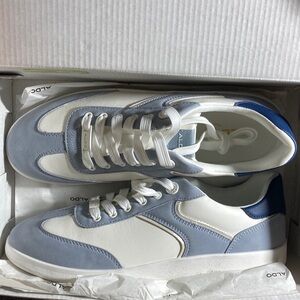 Aldo Men's Light Blue and White Sneakers 8.5